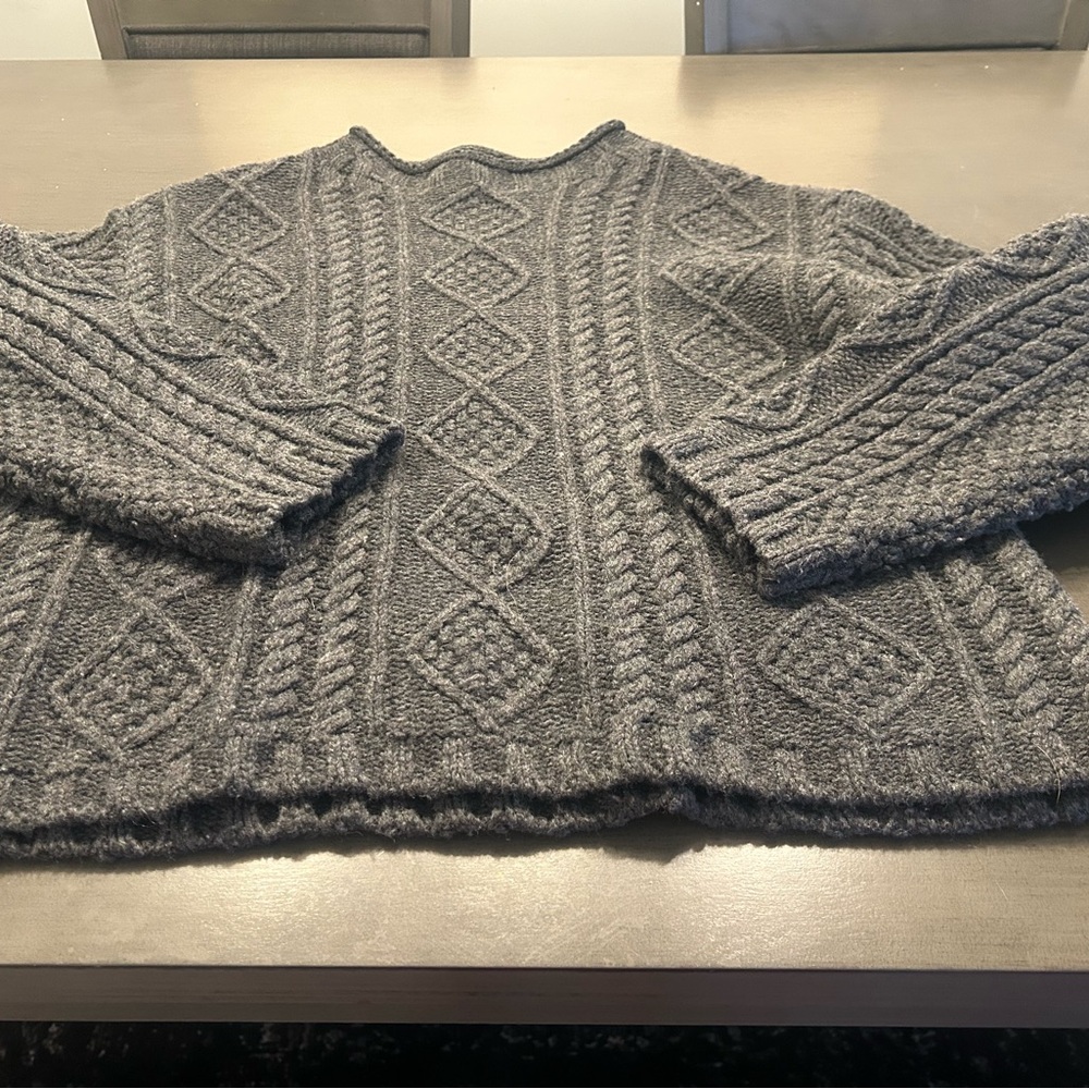 Frances Valentine Charcoal Cable Knit Sweater